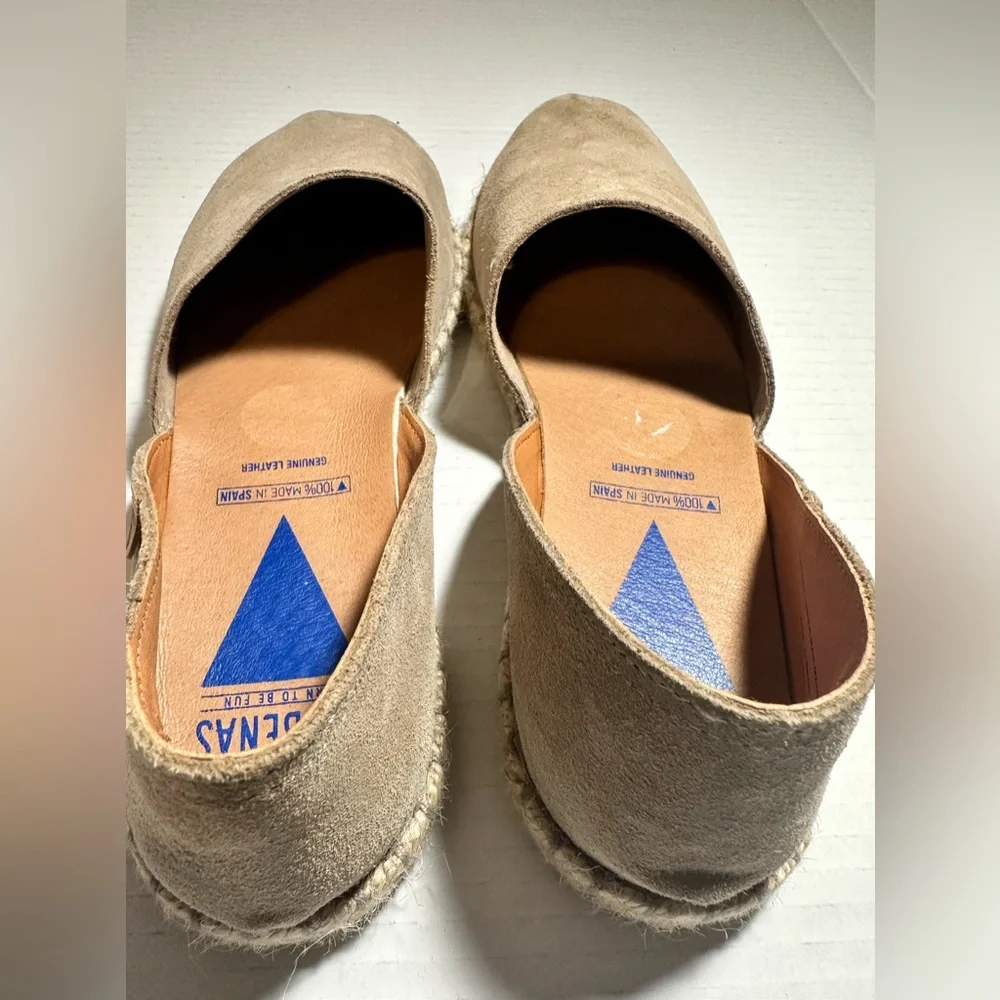 Verbenas Carmen Espadrilles Tan Leather Suede‎ Flat Slip On Womens 41 US 10/10.5